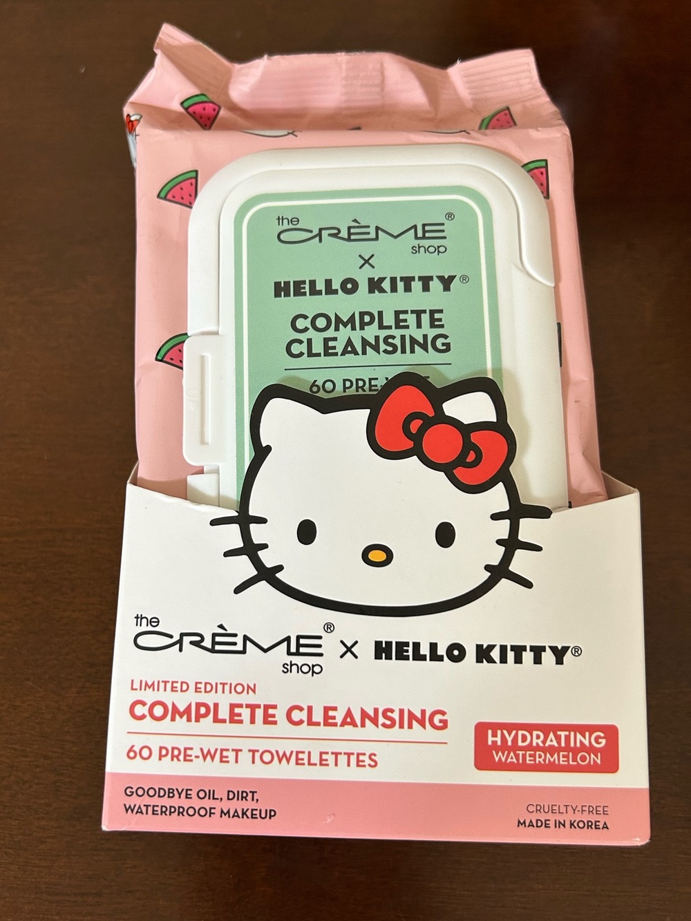 The Crème Shop x Hello Kitty 3‑in‑1 Cleansing Towelettes Pink 60 Ct NWT